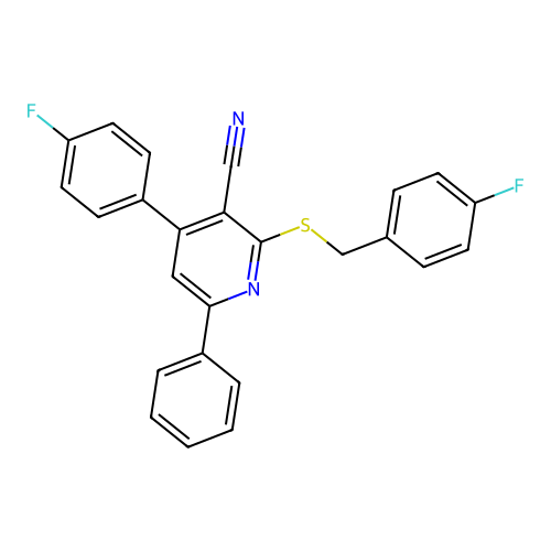 2-[(4-Fluorobenzyl)sulfanyl]-4-(4-fluorophenyl)-6-phenylpyridine-3-carbonitrile structure