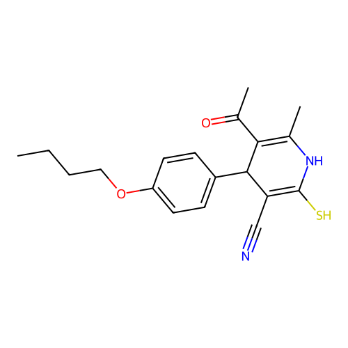 5-acetyl-4-(4-butoxyphenyl)-6-methyl-2-sulfanyl-1,4-dihydropyridine-3-carbonitrile structure