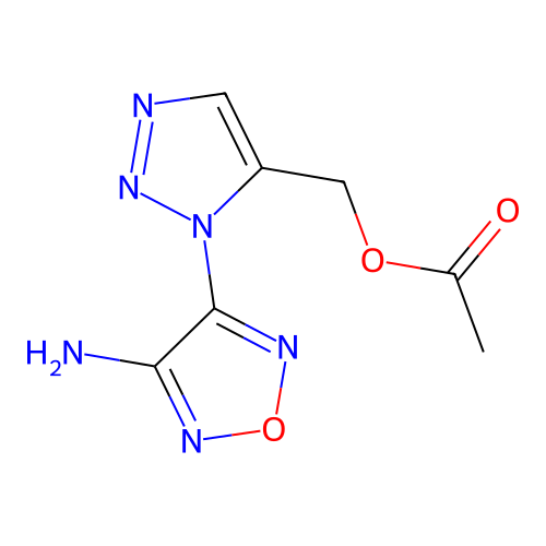 [1-(4-amino-1,2,5-oxadiazol-3-yl)-1H-1,2,3-triazol-5-yl]methyl acetate structure