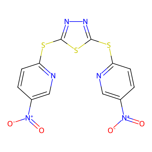 2,5-Bis((5-nitropyridin-2-yl)thio)-1,3,4-thiadiazole structure