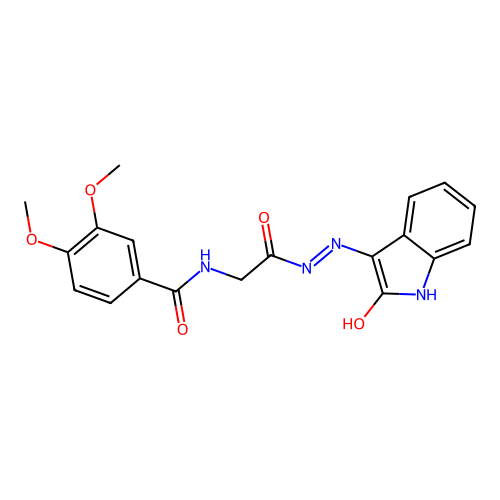 (E)-3,4-dimethoxy-N-(2-oxo-2-(2-(2-oxoindolin-3-ylidene)hydrazinyl)ethyl)benzamide structure