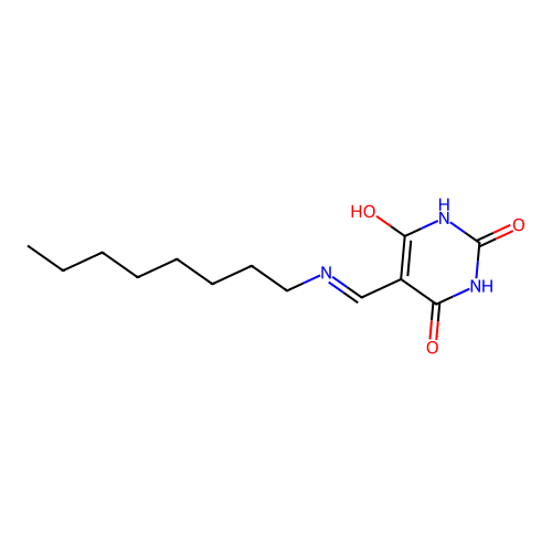 5-Octylaminomethylene-pyrimidine-2,4,6-trione structure