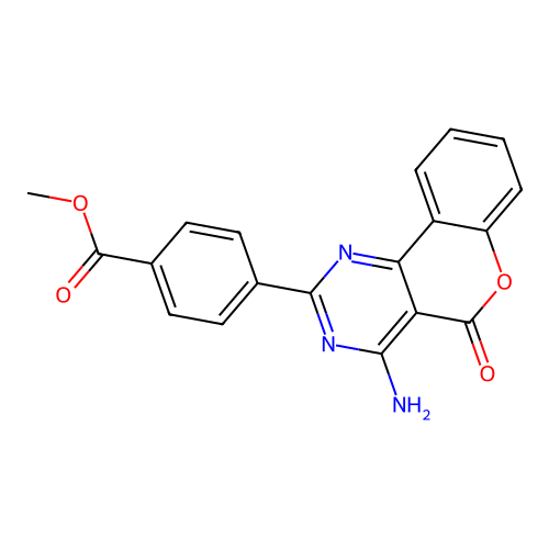 methyl 4-(4-amino-5-oxo-5H-chromeno[4,3-d]pyrimidin-2-yl)benzoate structure