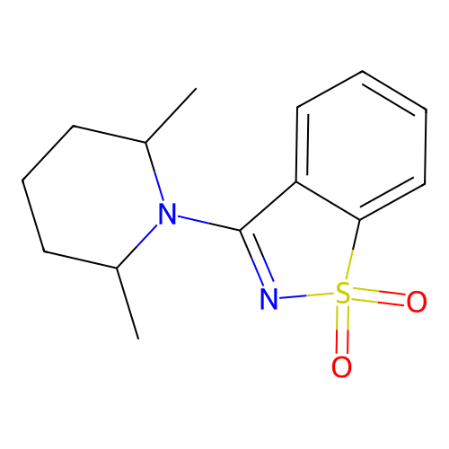3-(2,6-Dimethylpiperidin-1-yl)-1,2-benzothiazole 1,1-dioxide structure