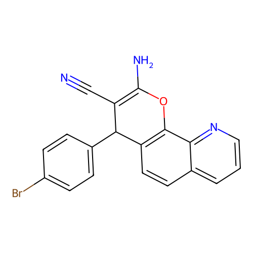 2-amino-4-(4-bromophenyl)-4H-pyrano[3,2-h]quinoline-3-carbonitrile structure
