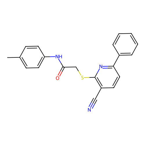 2-[(3-cyano-6-phenylpyridin-2-yl)sulfanyl]-N-(4-methylphenyl)acetamide structure
