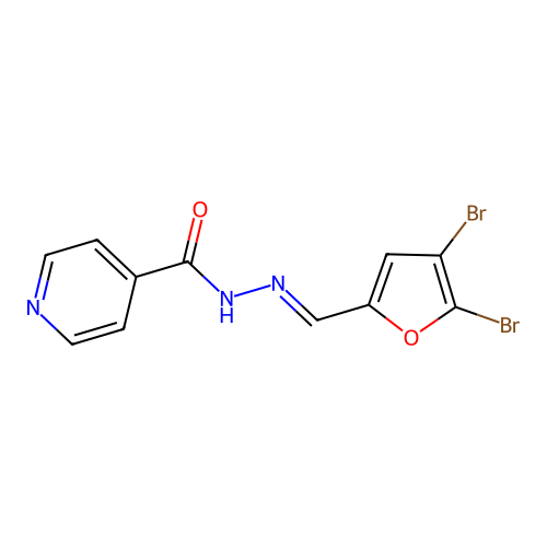 N'-[(E)-(4,5-dibromofuran-2-yl)methylidene]pyridine-4-carbohydrazide structure
