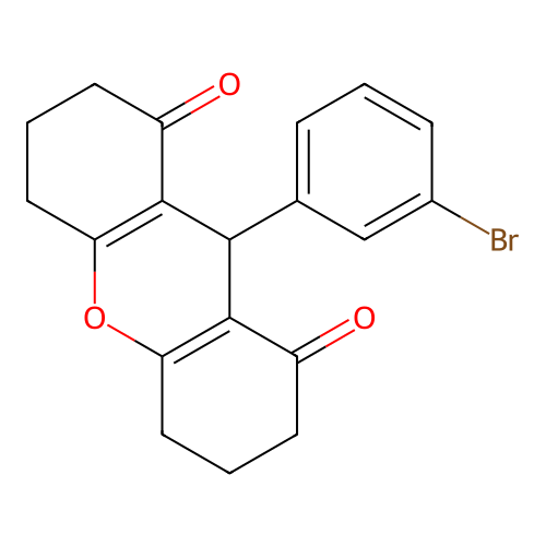 9-(3-bromophenyl)-3,4,5,6,7,9-hexahydro-2H-xanthene-1,8-dione structure