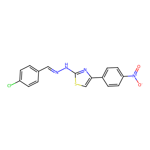 2-[(2E)-2-(4-chlorobenzylidene)hydrazinyl]-4-(4-nitrophenyl)-1,3-thiazole structure