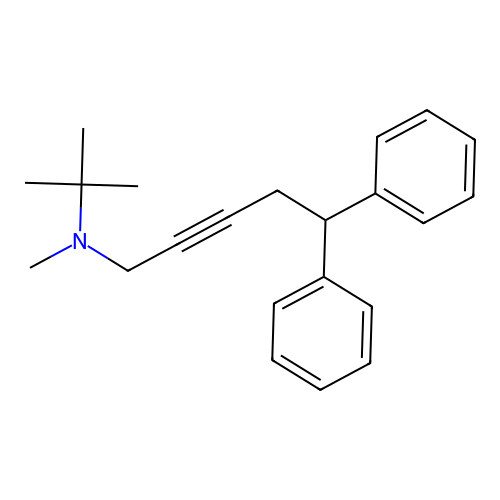 N-tert-butyl-N-methyl-5,5-diphenylpent-2-yn-1-amine structure