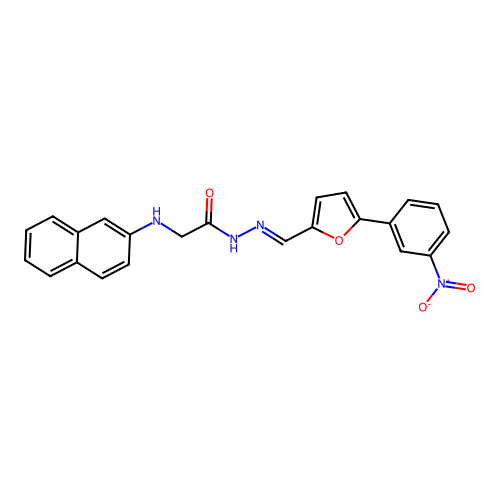 2-(naphthalen-2-ylamino)-N'-{(E)-[5-(3-nitrophenyl)furan-2-yl]methylidene}acetohydrazide (non-preferred name) structure