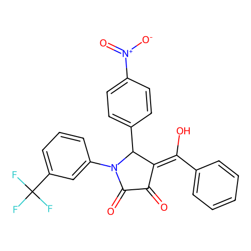 (4E)-4-[hydroxy(phenyl)methylidene]-5-(4-nitrophenyl)-1-[3-(trifluoromethyl)phenyl]pyrrolidine-2,3-dione structure