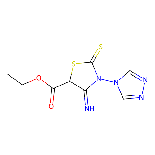 ethyl 4-imino-2-thioxo-3-(4H-1,2,4-triazol-4-yl)thiazolidine-5-carboxylate structure
