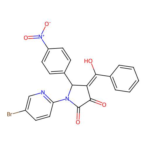 (4E)-1-(5-bromopyridin-2-yl)-4-[hydroxy(phenyl)methylidene]-5-(4-nitrophenyl)pyrrolidine-2,3-dione structure