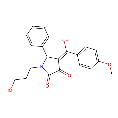 (4E)-4-[hydroxy(4-methoxyphenyl)methylidene]-1-(3-hydroxypropyl)-5-phenylpyrrolidine-2,3-dione structure