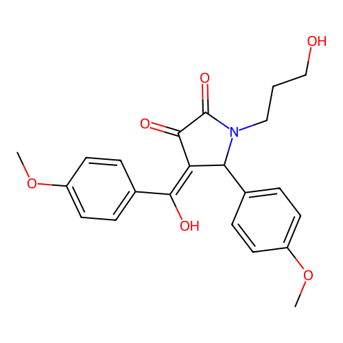 3-hydroxy-1-(3-hydroxypropyl)-4-(4-methoxybenzoyl)-5-(4-methoxyphenyl)-1H-pyrrol-2(5H)-one structure