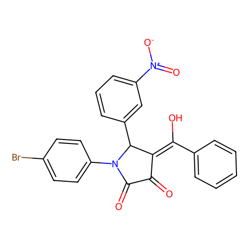 1-(4-bromophenyl)-4-(hydroxy-phenyl-methylidene)-5-(3-nitrophenyl)pyrrolidine-2,3-dione structure