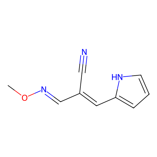 2-[(Methoxyimino)methyl]-3-(1H-pyrrol-2-YL)prop-2-enenitrile structure