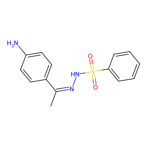 N-[1-(4-aminophenyl)ethylideneamino]benzenesulfonamide structure