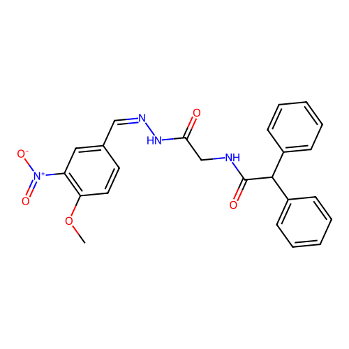 (Z)-N-(2-(2-(4-methoxy-3-nitrobenzylidene)hydrazinyl)-2-oxoethyl)-2,2-diphenylacetamide structure