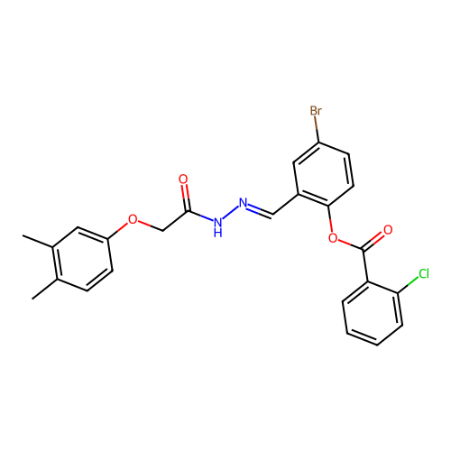 4-BR-2-(2-((3,4-Dimethylphenoxy)acetyl)carbohydrazonoyl)phenyl 2-chlorobenzoate structure