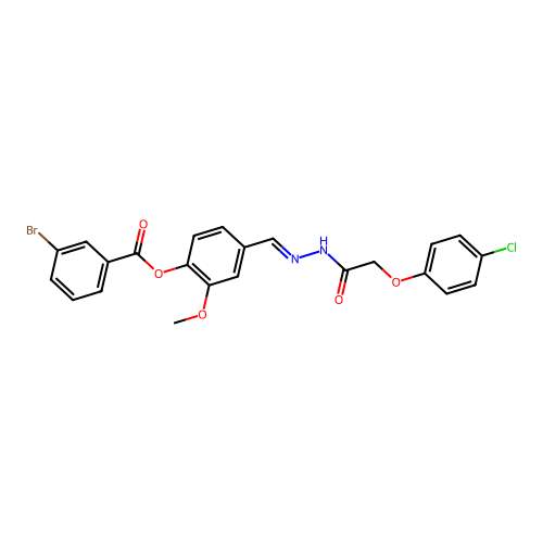 4-(2-((4-Chlorophenoxy)acetyl)carbohydrazonoyl)-2-methoxyphenyl 3-bromobenzoate structure