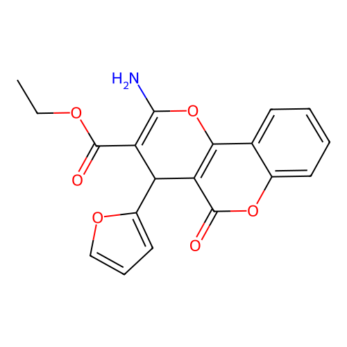 ethyl 2-amino-4-(furan-2-yl)-5-oxo-4,5-dihydropyrano[3,2-c]chromene-3-carboxylate structure