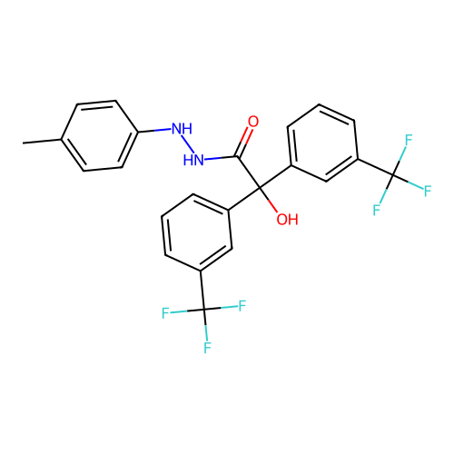 2-hydroxy-N'-(4-methylphenyl)-2,2-bis[3-(trifluoromethyl)phenyl]acetohydrazide structure