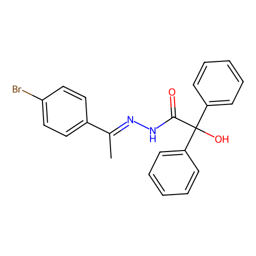 N'-[(1E)-1-(4-bromophenyl)ethylidene]-2-hydroxy-2,2-diphenylacetohydrazide structure