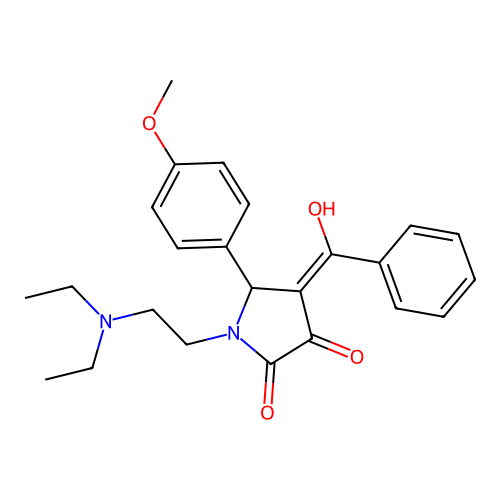 (4E)-1-(2-diethylaminoethyl)-4-[hydroxy(phenyl)methylidene]-5-(4-methoxyphenyl)pyrrolidine-2,3-dione structure