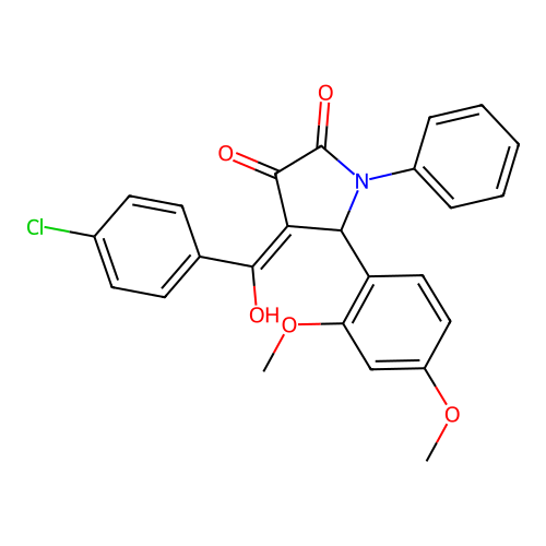 (4E)-4-[(4-chlorophenyl)(hydroxy)methylidene]-5-(2,4-dimethoxyphenyl)-1-phenylpyrrolidine-2,3-dione structure