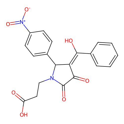 3-[(3E)-3-[hydroxy(phenyl)methylidene]-2-(4-nitrophenyl)-4,5-dioxopyrrolidin-1-yl]propanoic acid structure