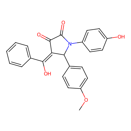 (4E)-1-(4-hydroxyphenyl)-4-[hydroxy(phenyl)methylidene]-5-(4-methoxyphenyl)pyrrolidine-2,3-dione structure