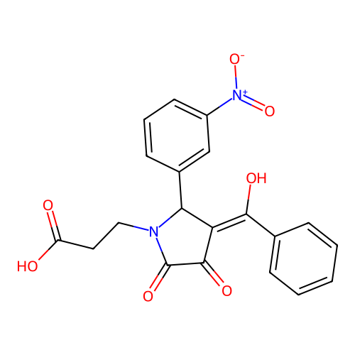 3-[3-benzoyl-4-hydroxy-2-(3-nitrophenyl)-5-oxo-2,5-dihydro-1H-pyrrol-1-yl]propanoic acid structure