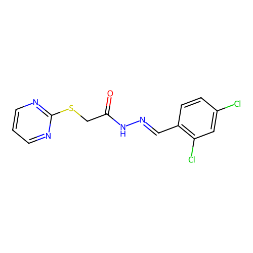 N'-(2,4-dichlorobenzylidene)-2-(2-pyrimidinylsulfanyl)acetohydrazide structure