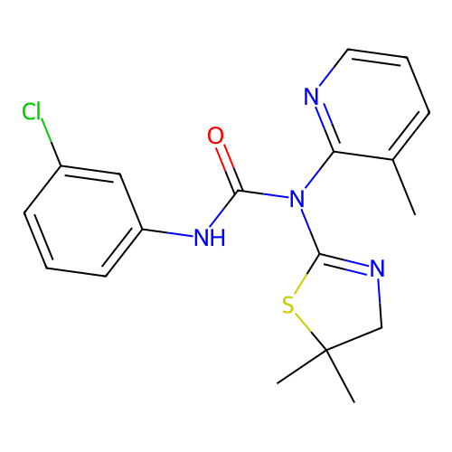 3-(3-chlorophenyl)-1-(5,5-dimethyl-4,5-dihydrothiazol-2-yl)-1-(3-methylpyridin-2-yl)urea structure
