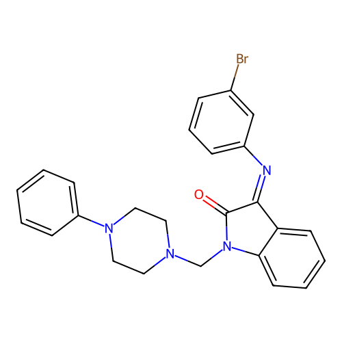 3-(3-bromophenyl)imino-1-[(4-phenylpiperazin-1-yl)methyl]indol-2-one structure