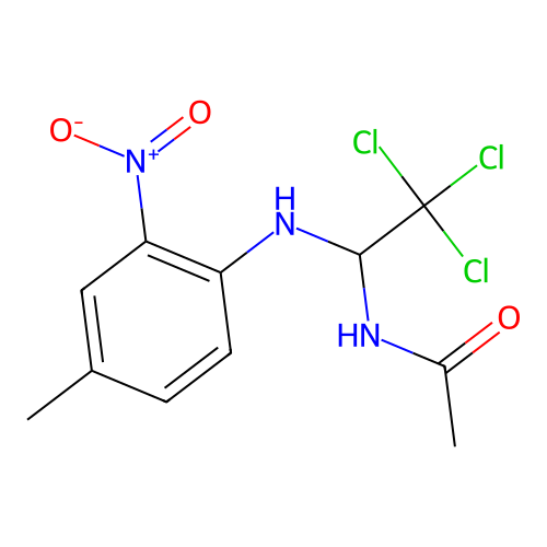 N-(2,2,2-trichloro-1-{2-nitro-4-methylanilino}ethyl)acetamide structure