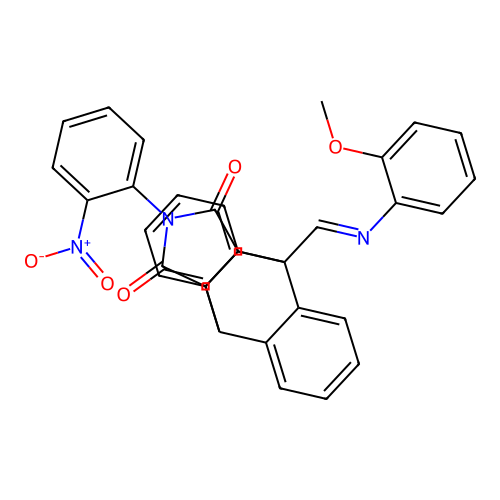 (11S,15S)-9-((E)-((2-methoxyphenyl)imino)methyl)-13-(2-nitrophenyl)-11,15-dihydro-9H-9,10-[3,4]epipyrroloanthracene-12,14(10H,13H)-dione structure