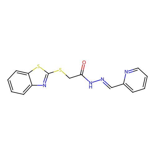 2-(1,3-benzothiazol-2-ylsulfanyl)-N-[(E)-pyridin-2-ylmethylideneamino]acetamide structure