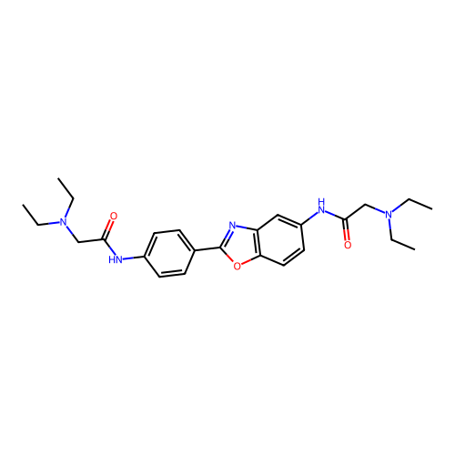 2-(diethylamino)-N-(2-{4-[2-(diethylamino)acetylamino]phenyl}benzoxazol-5-yl)a cetamide structure
