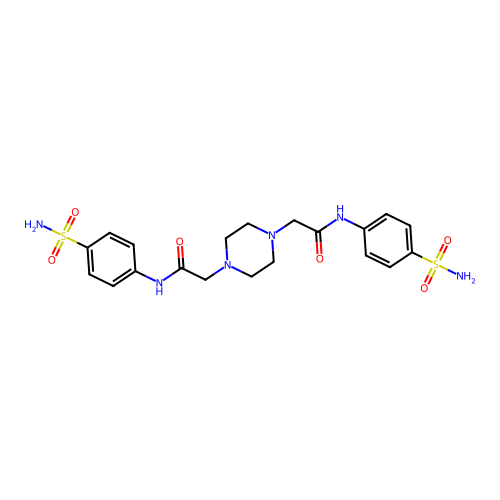 2,2'-piperazine-1,4-diylbis[N-(4-sulfamoylphenyl)acetamide] structure