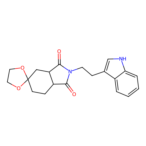 1H-Isoindole-1,3(2H)-dione, hexahydro-2-(3-indoyl)ethyl-5,2'-spiro-1,3-dioxolane- structure