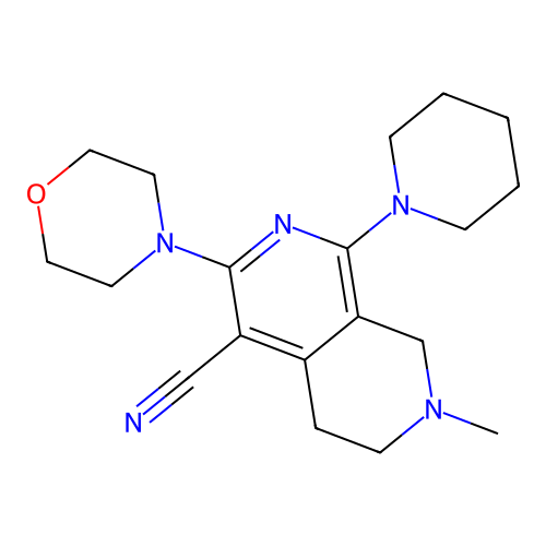 7-methyl-3-morpholin-4-yl-1-(1-piperidyl)-6,8-dihydro-5H-2,7-naphthyridine-4-carbonitrile structure