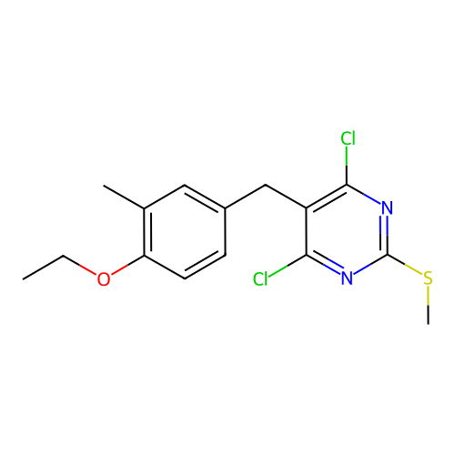 4,6-Dichloro-5-(4-ethoxy-3-methylbenzyl)-2-(methylsulfanyl)pyrimidine structure