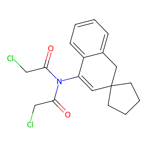 2-chloro-N-(2-chloroacetyl)-N-(1'H-spiro[cyclopentane-1,2'-naphthalen]-4'-yl)acetamide structure