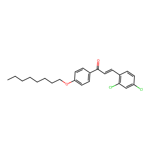 (2E)-3-(2,4-dichlorophenyl)-1-[4-(octyloxy)phenyl]prop-2-en-1-one structure
