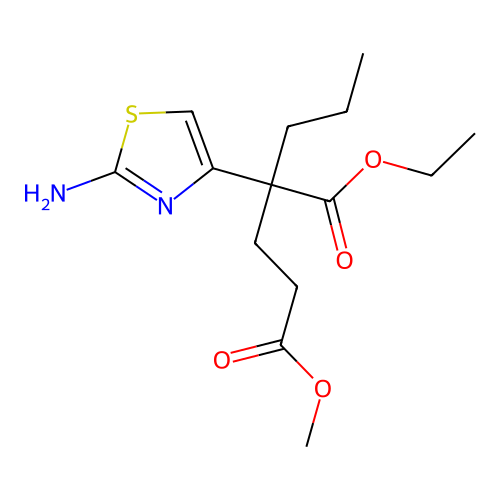 2-(2-Amino-thiazol-4-yl)-2-propyl-pentanedioic acid 1-ethyl ester 5-methyl ester structure