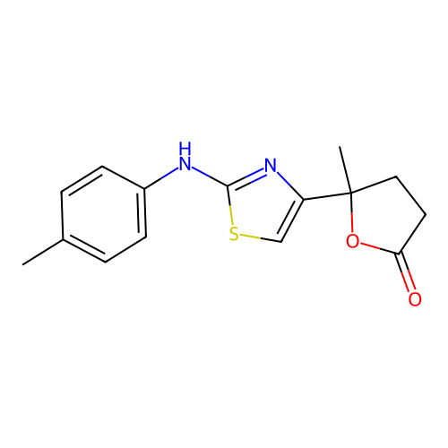 5-methyl-5-{2-[(4-methylphenyl)amino]-1,3-thiazol-4-yl}dihydrofuran-2(3H)-one structure