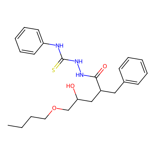 2-(2-benzyl-5-butoxy-4-hydroxypentanoyl)-N-phenylhydrazinecarbothioamide (non-preferred name) structure